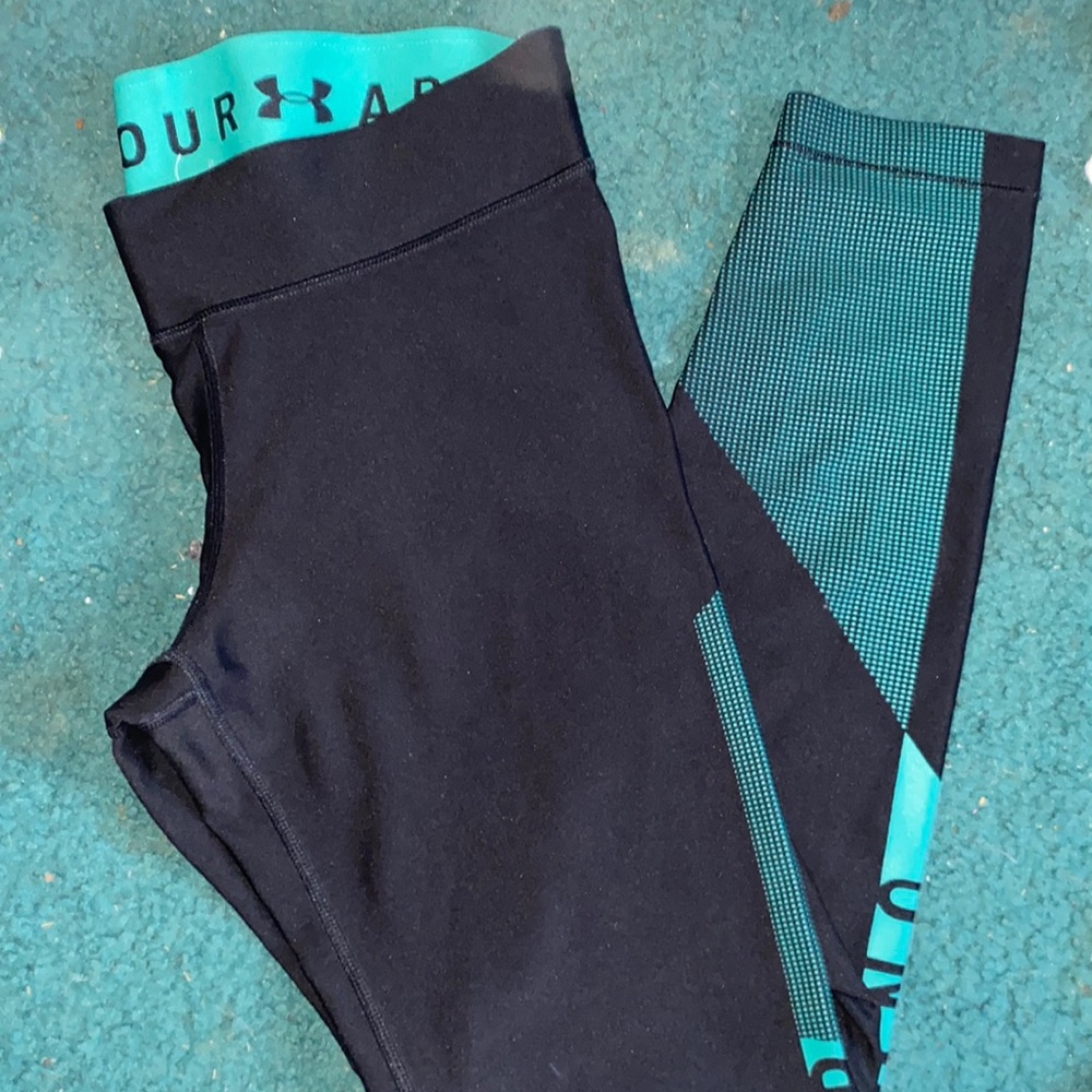Large Charcoal and teal Under Armour leggings